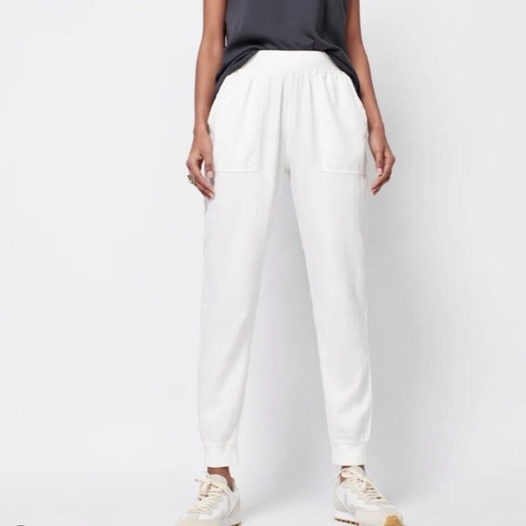 Faherty Pants - FAHERTY Women’s Arlie Jogger White Size XXL Tencel Linen Cotton